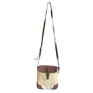 Chi Chi Fan Canvas Crossbody Bag Women's Brown Beige Modern Everyday Timeless